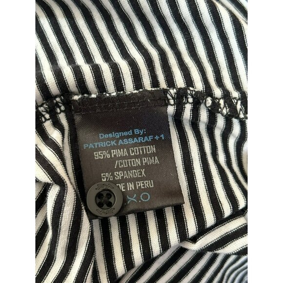 Patrick Assaraf Mens XL Black & White Striped Polo Shirt Pima Cotton Designer - Picture 6 of 7